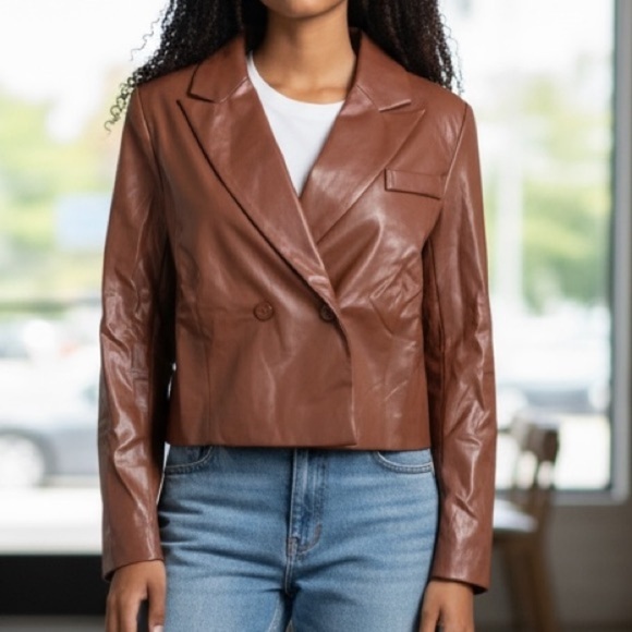 Area Stars Jackets & Blazers - 🆑Area Stars Cropped Faux Leather Jacket Size Small